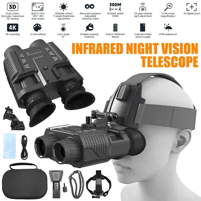 Head Mount IR Night Vision Binoculars 850nm Hunting Goggles 3D HD Digital Video • £157.69