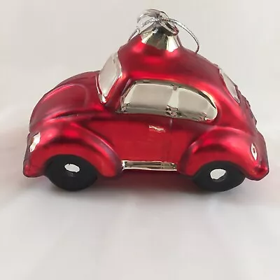 Large Dept. 56 Mercury Glass VW Bug Beetle Car Red Christmas Ornament  • $17.99