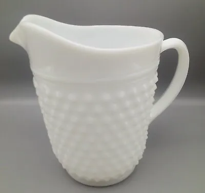 Vintage Anchor Hocking Milk Glass Hobnail Pitcher 8” Tall Free Ship! • $29.99