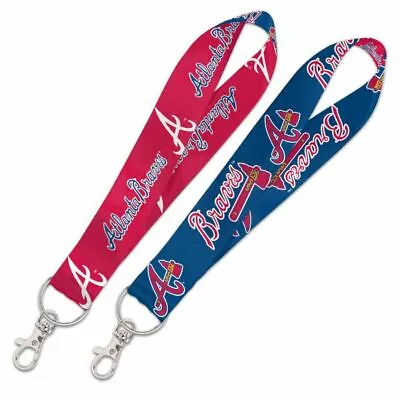 Atlanta Braves Wristlet Lanyard Keychain 1  Wide 8  Long W/ Clasp Mlb • $10.69