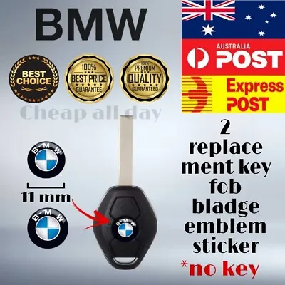 $7.95 • Buy 2x 11mm Replacement Bmw Remote Key Ring Decal Fob Logo Badge Emblem Stickers
