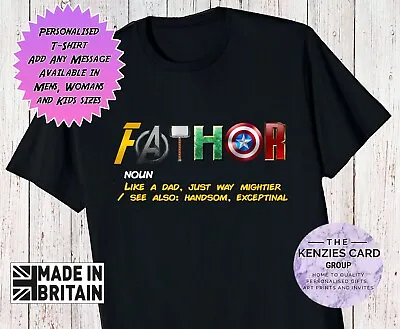 Personalised FATHOR T-Shirt Father's Day Dad Superhero Marvel Thor Daddy Gift V2 • £10.70