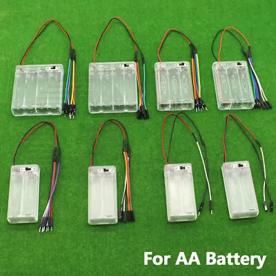 2/3/4 Slot AA Battery Holder Case Box Enclosed With DuPont Wires & Switch ON/OFF • £2.39