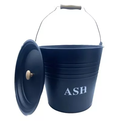 Metal Ash Bucket Fireplace Pan Ash Bucket Fireside Scuttle Coal With Lid 12L • £12.95