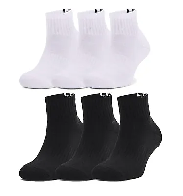 3pr Pack Under Armour Quarter Socks UK 4 - 7.5 Ankle White Black Sport Casual • £9.95