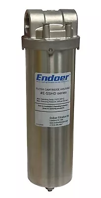 Filter Housing Stainless Steel For 10 L Cartridges Endoer Filtration 3/4 NPT • $115.50