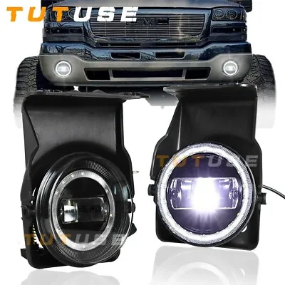 (2) LED Fog Light DRL For GMC Sierra 1500 2500HD 3500HD 03-06 Front Bumper Lamps • $79.99