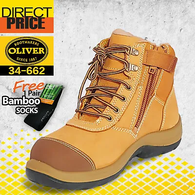 Oliver Work Boots 34662 Zip Side Steel Toe Safety Ankle Boot Bamboo Socks Shoes • $149.95