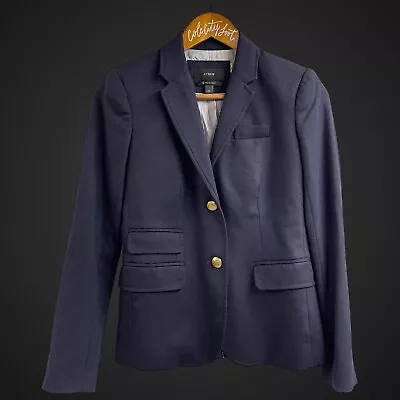 J Crew Schoolboy Blazer Blue Wool Blend Fitted 2 Button Size 00 • $39