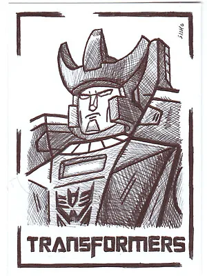 ACEO Art Sketch Card Transformers G1 Decepticon Galvatron Ink Drawing B • $16.89