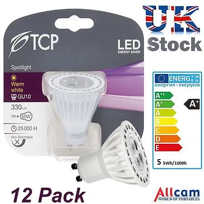 TCP 5W LED GU10 Bulb Spotlight Downlights 330Lm Warm White 3000K *New • £3.98