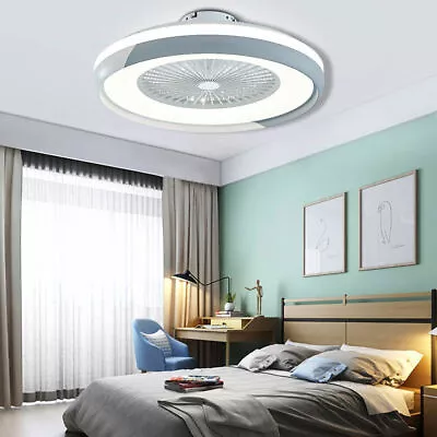 23  Modern Flush Mount Ceiling Fan Light LED Dimmable Chandelier Lamp & Remote • $53.20