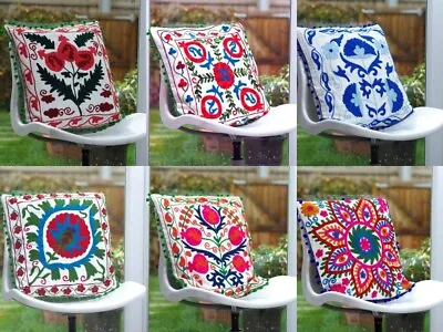 £12.99 • Buy Indian Home Decor Cotton Suzani Embroider Floor Handmade Cushion Covers 16 Inch 