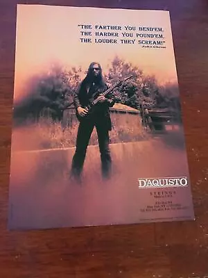 1994 VINTAGE 8X11 PRINT Ad For D'AQUISTO Guitar Strings WITH JOHN CHRIST • $9.95