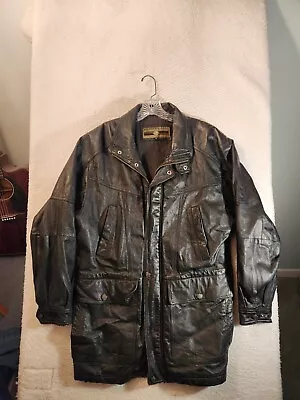 Members Only Brown Genuine Leather Jacket  Lined Men's Medium  • $29.99