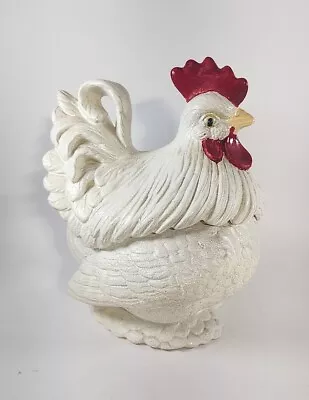 Vintage Atlantic Mold Ceramic Rooster Chicken Cookie Jar Collectible White • $49