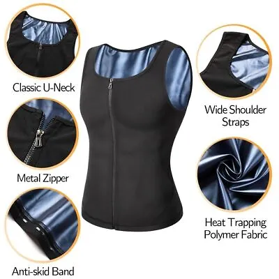 $19.86 • Buy Men Sauna Suit Heat Trapping Shapewear Body Shaper Vest Gym Fitness Shirt Hot