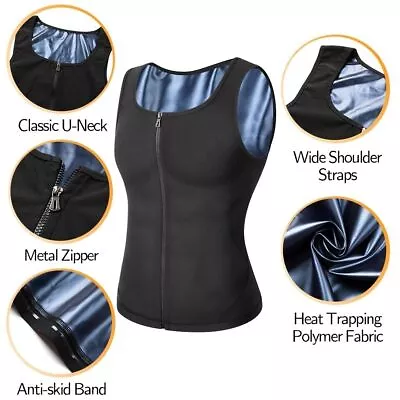 $19.86 • Buy Men Sauna Suit Heat Trapping Shapewear Body Shaper Vest Gym Fitness Shirt Hot