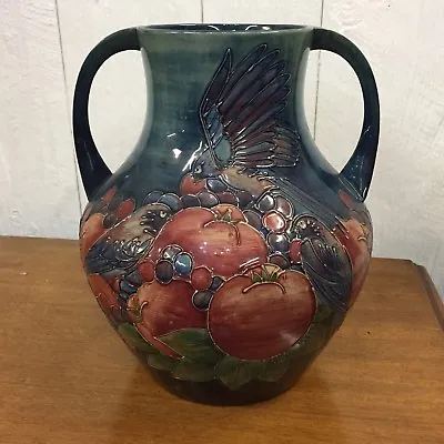 Moorcroft Finch & Fruit Marked WM William Moorcroft Vase England • $998
