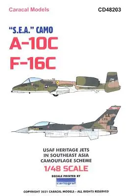 Caracal Decals 1/48 A-10C WARTHOG & F-16C SOUTHEAST ASIA CAMOUFLAGE • $11.50