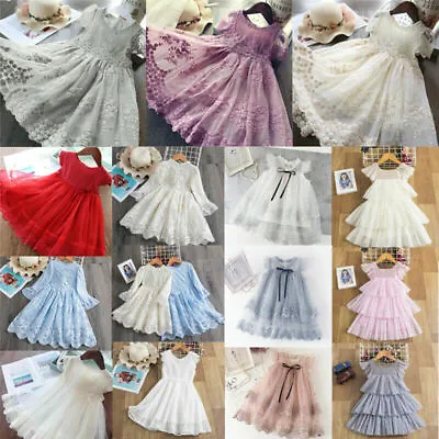 £4.26 • Buy Girls Bridesmaid Dress Baby Flower Kids Party Rose Bow Wedding Dresses Princess