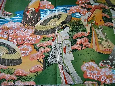 Fat Quarter Japanese Ladies Geisha Garden Scenic Cotton Quilting Sewing Fabric  • £3.52