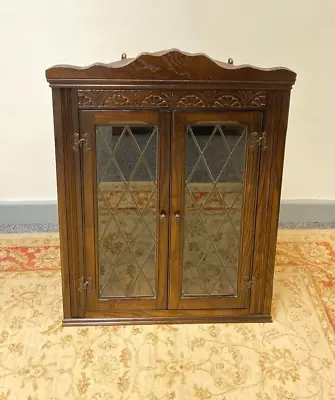 Vintage Jaycee Furniture / Oak And Glazed Hanging Corner Cabinet 1970s • £185.43
