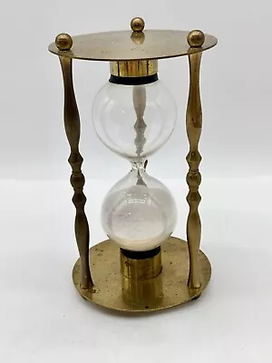 Vintage Brass Hourglass White Sand Timer 6.75in • $24