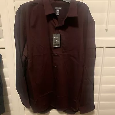 Van Heusen Button Up Shirt Mens 2XLT Wrinkle Free Burgundy • $25