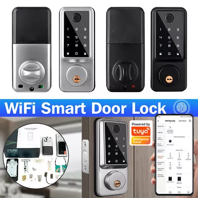 Wifi Smart Door Lock Front Deadbolts APP Fingerprint Card Keyless Digital Keypad • $94.99