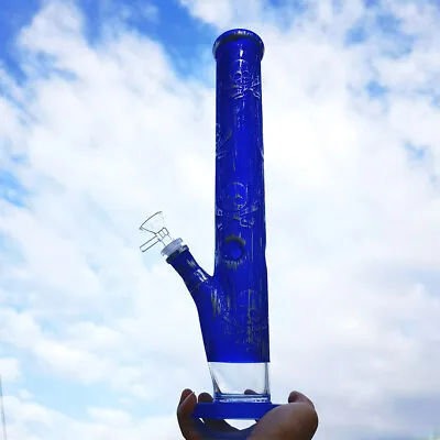 $32.99 • Buy 16 Inch Smoking Hookah Printed Water Pipe Glass Bong Beaker Bubbler Shisha Blue