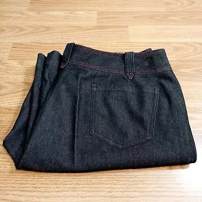 A Line Pants Womens Sz 16 Denim Look Stretch Lightweight Black Straight • $29