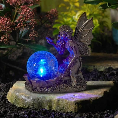 £13.99 • Buy Light Up Fairy Garden Ornament Colour Changing LED Angel Statue Crackle Ball 