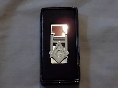 Masonic Money Clip Cut Out Square Compass Freemason Silver Color NEW! • $14.95