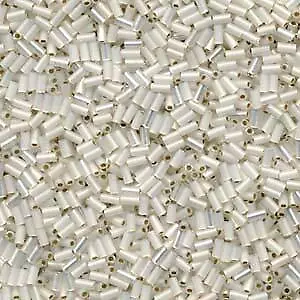 Gilt Lined White Opal Miyuki Bugle Beads 3mm (#1) (BGL1-9551-TB) • $9.49