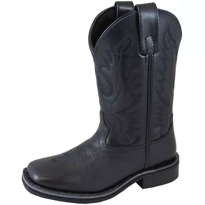 SMOKY MOUNTAIN BOOTS Youth Boys Outlaw Black Leather Cowboy Boots (3756Y) • $72