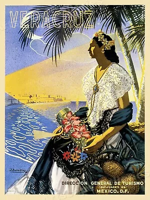 Visit Veracruz Mexico 1950s Tourism Vintage Style Travel Poster - 20x28 • $17.95