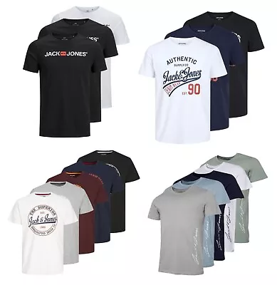 3 & 5 Multi Pack Jack Jones Mens T-Shirt Plain Branded Cotton Tee Top Gift S-2XL • £22.99