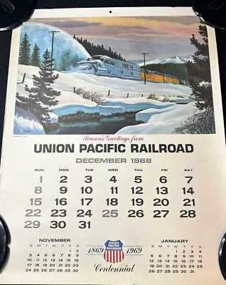 Vintage UNION PACIFIC RAILROAD Centennial 1969 Flip Wall Calendar 19 X 24  • £19.29