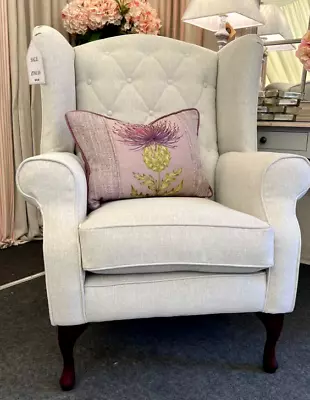 Denbigh Buttoned Back Chair In Laura Ashley Katerina Silver Fabric • £795