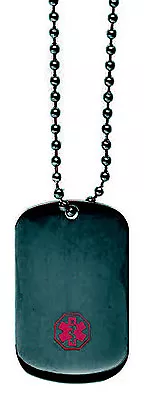 CLEARANCE! Mini Medical Alert ID Dog Tag Necklace Black  • $10