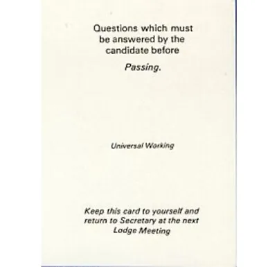 Masonic Passing & Raising Questions Various Rituals • £2.95