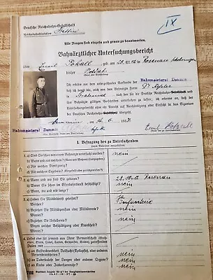 WWII German Applicant Railroad Reichsbahn Questionnaire Medical RAD Army • $3.99