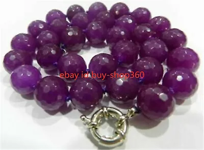 Natural! 10mm Faceted Purple Alexandrite Round Gemstone Beads Necklace 18'' • $4.69