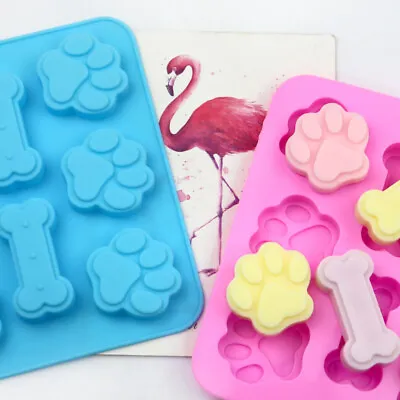£2.79 • Buy Silicone 6pcs Bone Cat Dog Paws Chocolate Mould Ice Cube Tray Candy Biscuit Mold