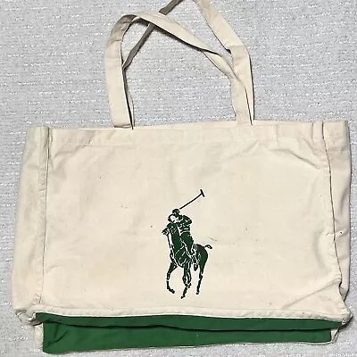 Polo Ralph Lauren Canvas Tote Bag Big Pony Reusable Shopping Organic Cotton • $24