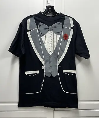 VTG - 1980 ATHLETIC SUPPORTER Tuxedo Suit Black T Shirt - Medium M Single Stitch • $19.88