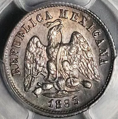 1883/2-Mo PCGS UNC Mexico 10 Centavos Silver Coin (22101701C) • $119