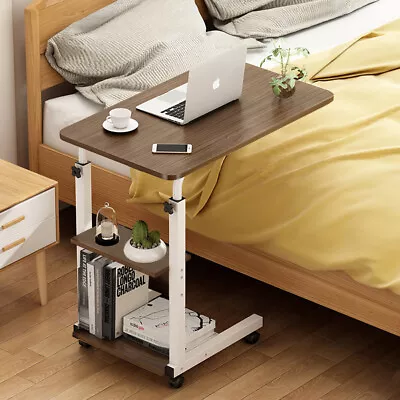 Mobile Over Bed Chair Table Hospital Overbed Height Adjustable Laptop Tray Stand • £20.95