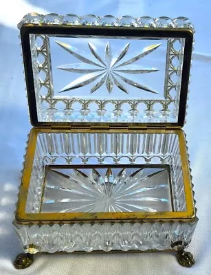 Vintage Crystal Trinket Hinged Jewelry Box Casket-French-Baccarat Style • $249